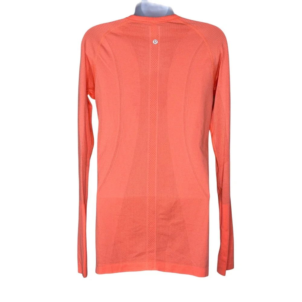 lululemon Swiftly Tech Long Sleeve 2.0 SZ 8 Coral Peach Athletic Running Shirt - Picture 3 of 7